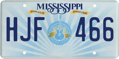 MS license plate HJF466
