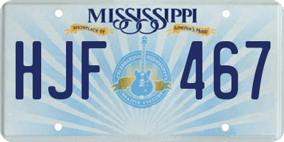 MS license plate HJF467