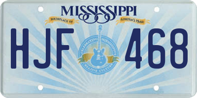MS license plate HJF468