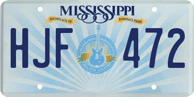 MS license plate HJF472