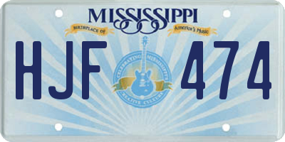 MS license plate HJF474