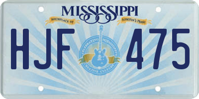 MS license plate HJF475