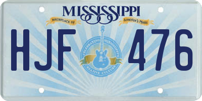 MS license plate HJF476