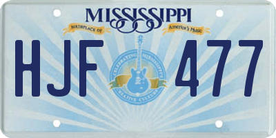 MS license plate HJF477