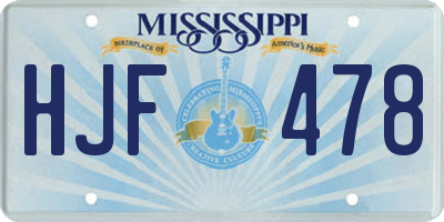 MS license plate HJF478