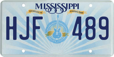 MS license plate HJF489