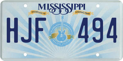 MS license plate HJF494