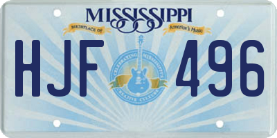 MS license plate HJF496