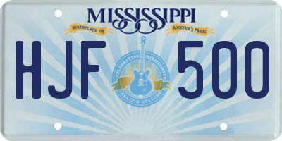 MS license plate HJF500
