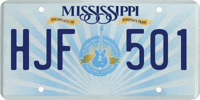 MS license plate HJF501