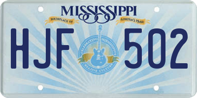 MS license plate HJF502