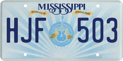 MS license plate HJF503