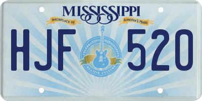 MS license plate HJF520