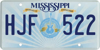 MS license plate HJF522