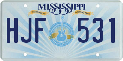 MS license plate HJF531