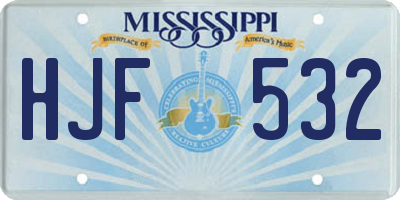 MS license plate HJF532