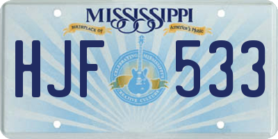 MS license plate HJF533