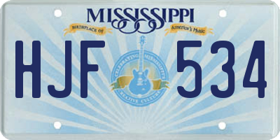 MS license plate HJF534