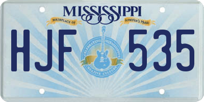 MS license plate HJF535