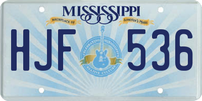 MS license plate HJF536