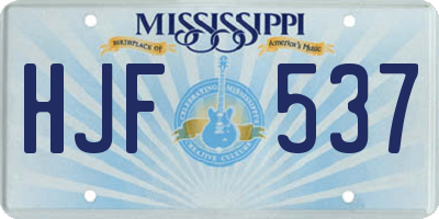 MS license plate HJF537