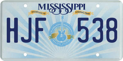 MS license plate HJF538