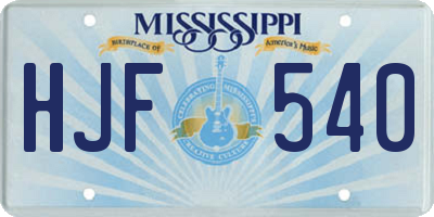 MS license plate HJF540