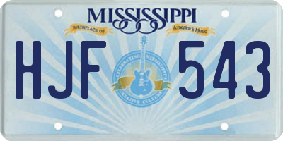 MS license plate HJF543