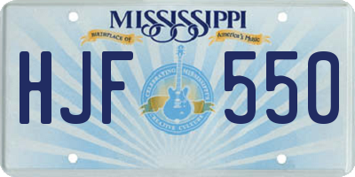 MS license plate HJF550