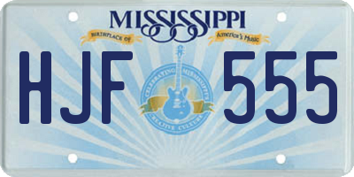 MS license plate HJF555