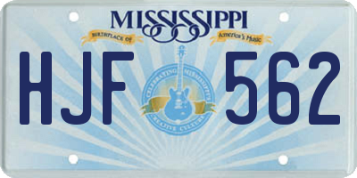 MS license plate HJF562