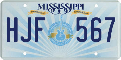 MS license plate HJF567