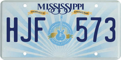MS license plate HJF573