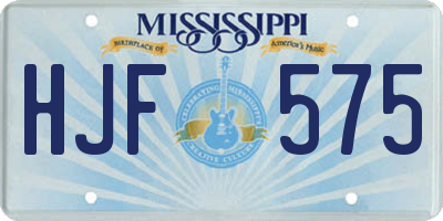 MS license plate HJF575