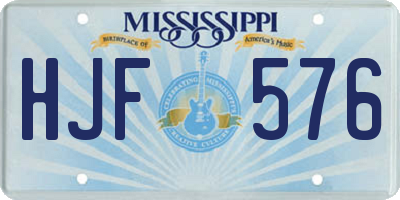 MS license plate HJF576