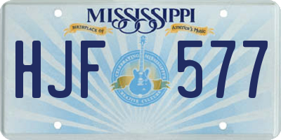 MS license plate HJF577