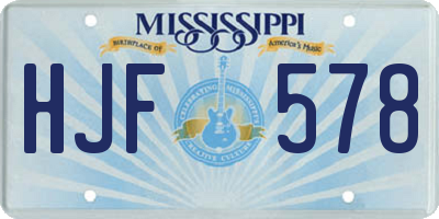 MS license plate HJF578