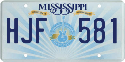 MS license plate HJF581