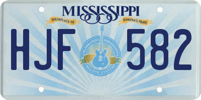 MS license plate HJF582