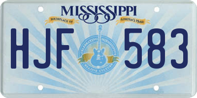 MS license plate HJF583