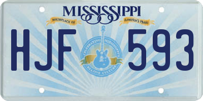 MS license plate HJF593