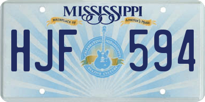MS license plate HJF594