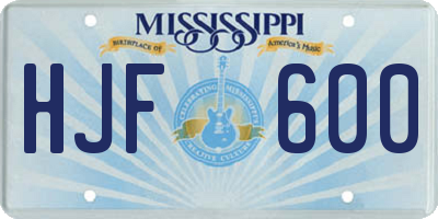 MS license plate HJF600
