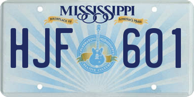 MS license plate HJF601