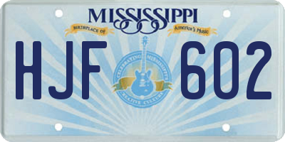 MS license plate HJF602