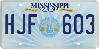 MS license plate HJF603