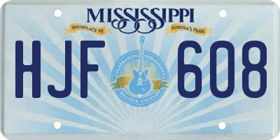 MS license plate HJF608