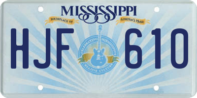 MS license plate HJF610