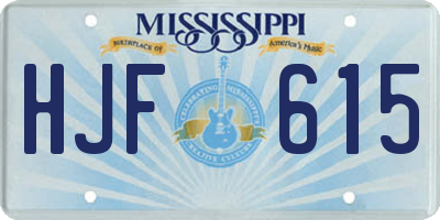 MS license plate HJF615