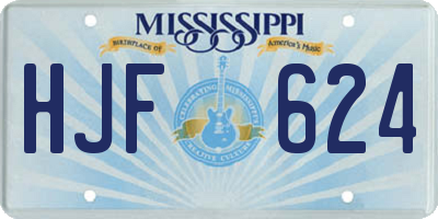 MS license plate HJF624
